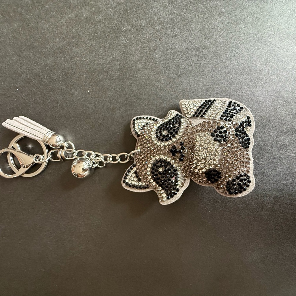 Bling Jewelry Silver and Black Crystal Leopard Key Fob